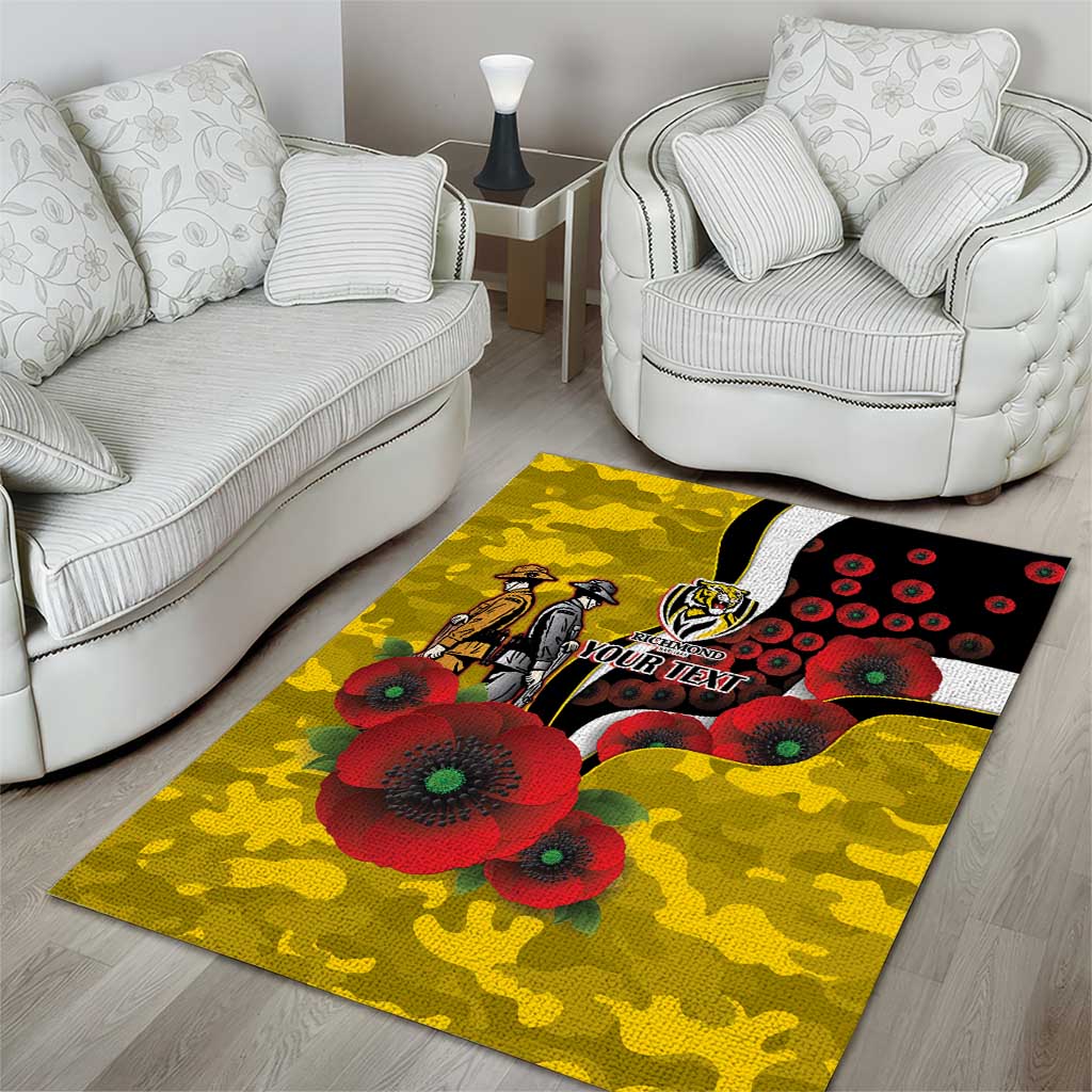Richmond Tigers ANZAC Personalised Area Rug Lest We Forget Poppy Camo
