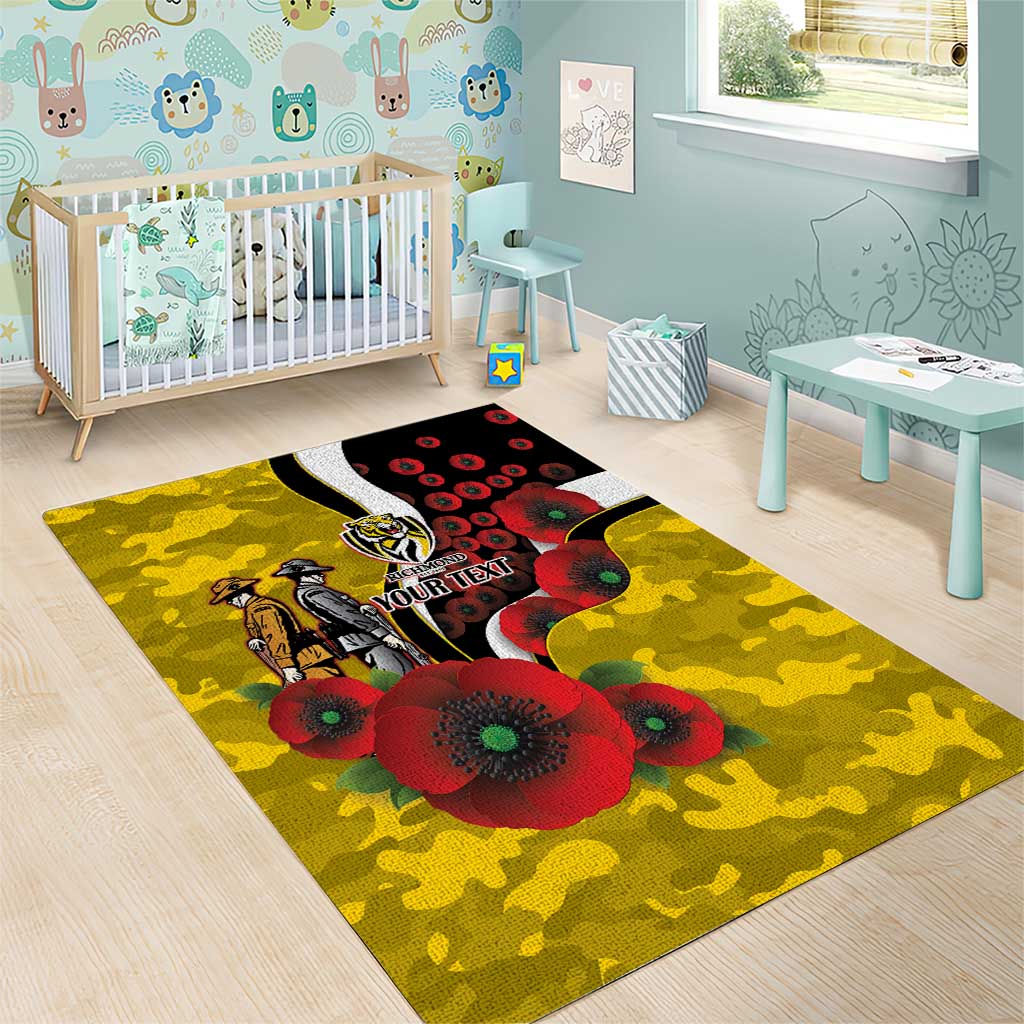 Richmond Tigers ANZAC Personalised Area Rug Lest We Forget Poppy Camo