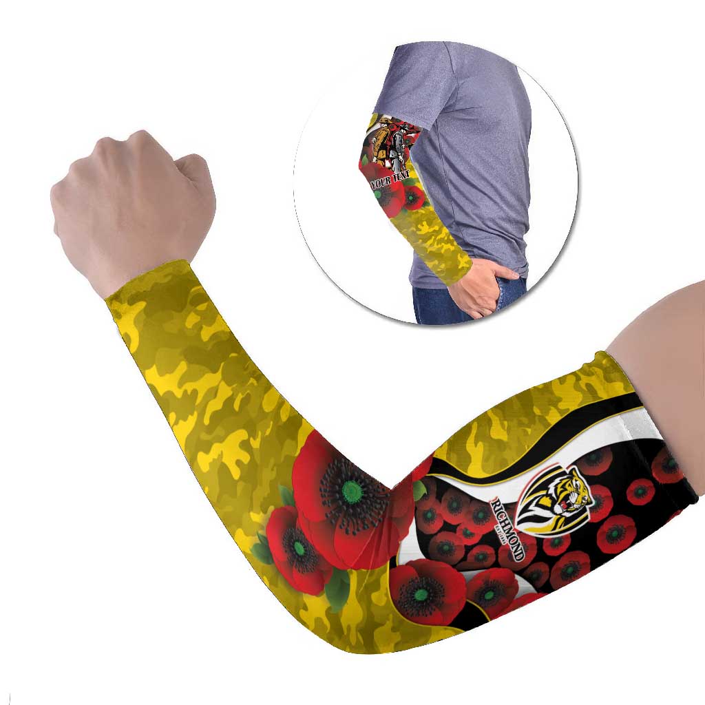 Richmond Tigers ANZAC Personalised Arm Sleeves Lest We Forget Poppy Camo