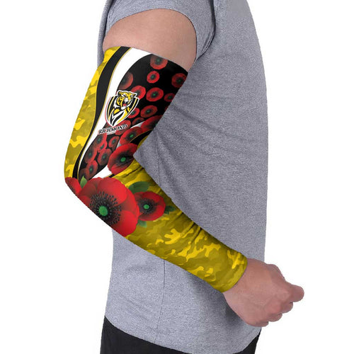 Richmond Tigers ANZAC Personalised Arm Sleeves Lest We Forget Poppy Camo