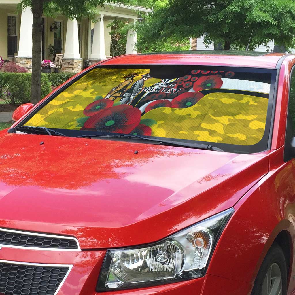 Richmond Tigers ANZAC Personalised Auto Sun Shade Lest We Forget Poppy Camo