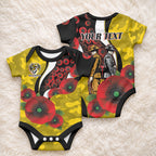 Richmond Tigers ANZAC Personalised Baby Onesie Lest We Forget Poppy Camo