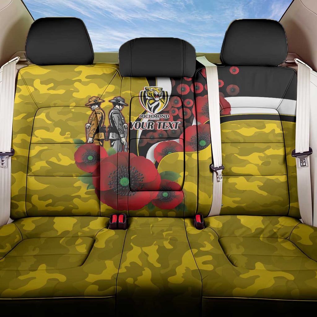 Richmond Tigers ANZAC Personalised Back Car Seat Cover Lest We Forget Poppy Camo