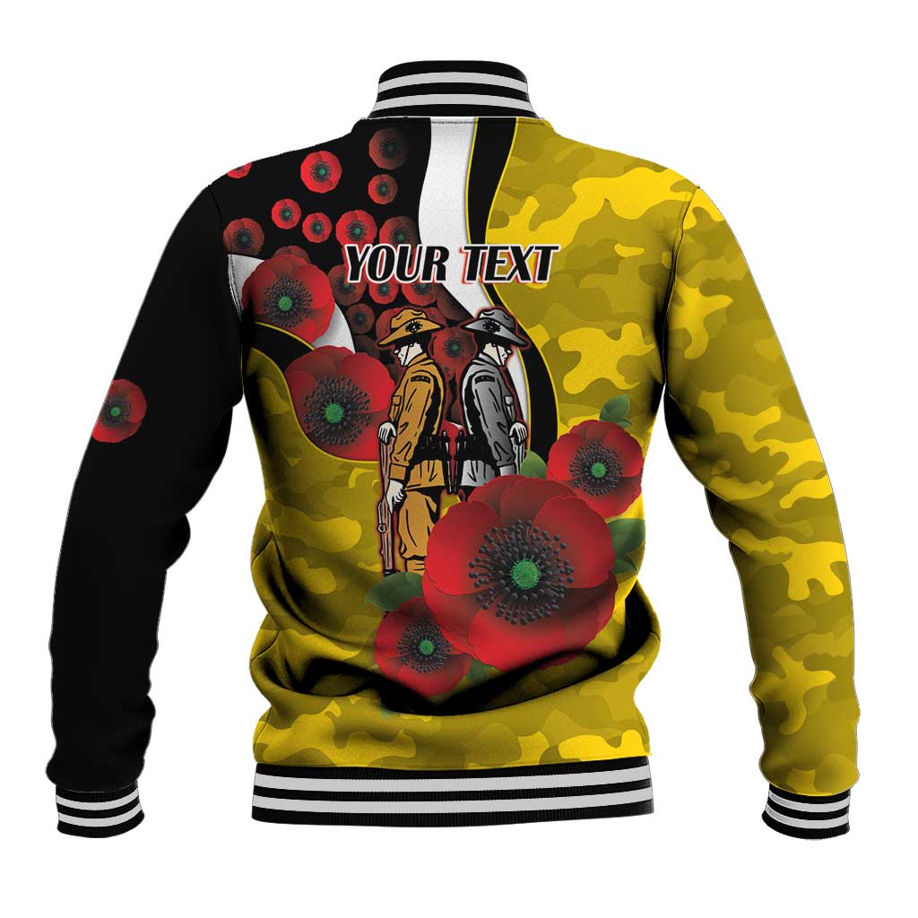 Richmond Tigers ANZAC Personalised Baseball Jacket Lest We Forget Poppy Camo