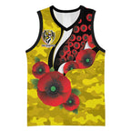 Richmond Tigers ANZAC Personalised Basketball Jersey Lest We Forget Poppy Camo