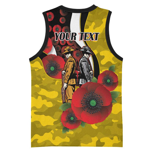 Richmond Tigers ANZAC Personalised Basketball Jersey Lest We Forget Poppy Camo