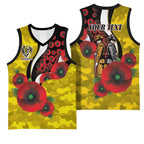 Richmond Tigers ANZAC Personalised Basketball Jersey Lest We Forget Poppy Camo
