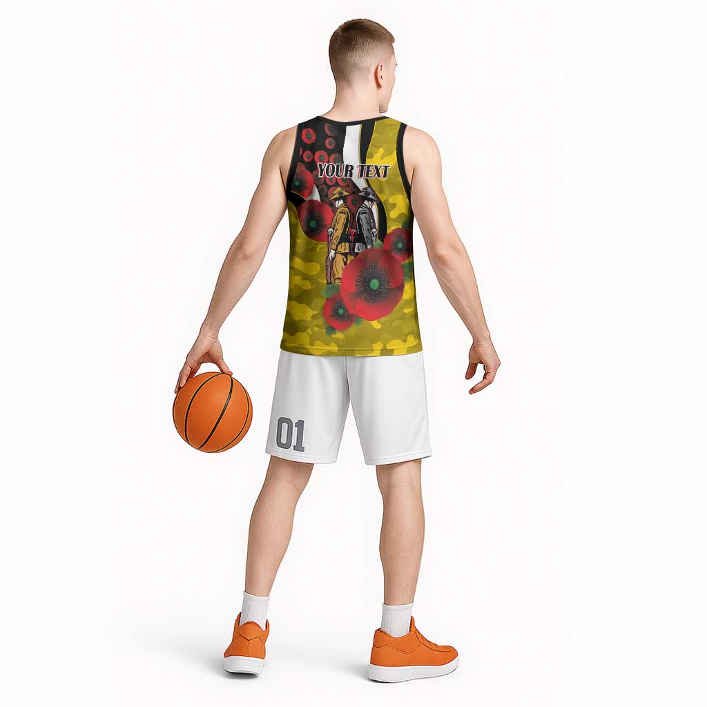 Richmond Tigers ANZAC Personalised Basketball Jersey Lest We Forget Poppy Camo