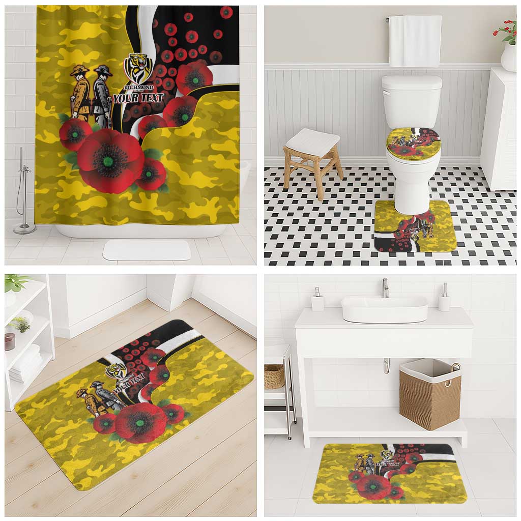 Richmond Tigers ANZAC Personalised Bathroom Set Lest We Forget Poppy Camo