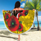 Richmond Tigers ANZAC Personalised Beach Blanket Lest We Forget Poppy Camo