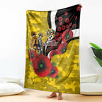 Richmond Tigers ANZAC Personalised Blanket Lest We Forget Poppy Camo
