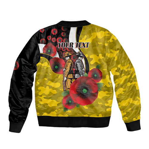 Richmond Tigers ANZAC Personalised Bomber Jacket Lest We Forget Poppy Camo