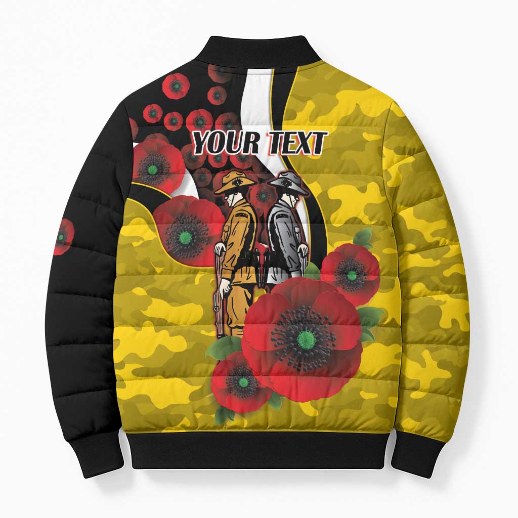 Richmond Tigers ANZAC Personalised Bomber Puffer Jacket Lest We Forget Poppy Camo