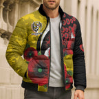 Richmond Tigers ANZAC Personalised Bomber Puffer Jacket Lest We Forget Poppy Camo
