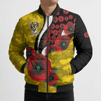 Richmond Tigers ANZAC Personalised Bomber Puffer Jacket Lest We Forget Poppy Camo