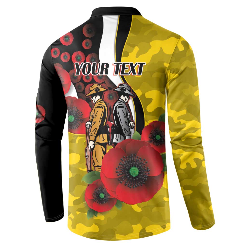Richmond Tigers ANZAC Personalised Button Sweatshirt Lest We Forget Poppy Camo