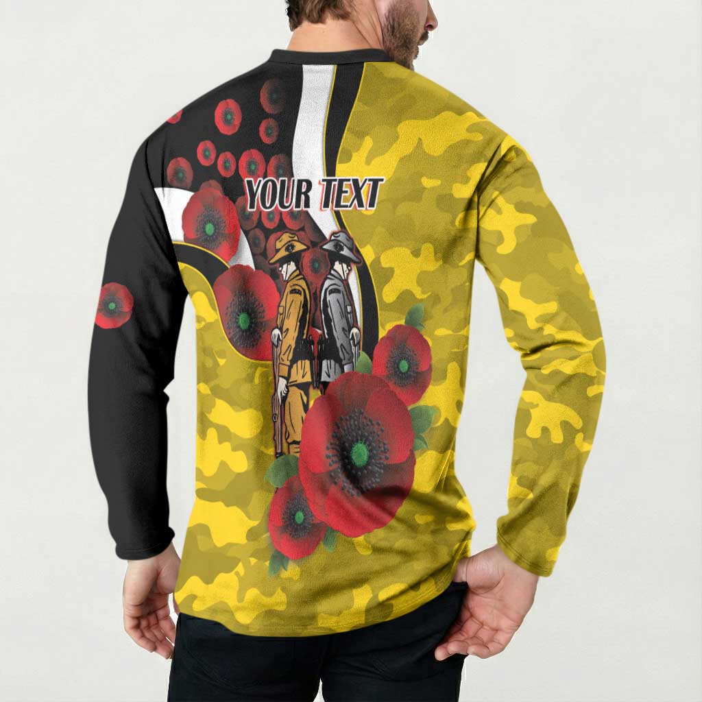 Richmond Tigers ANZAC Personalised Button Sweatshirt Lest We Forget Poppy Camo