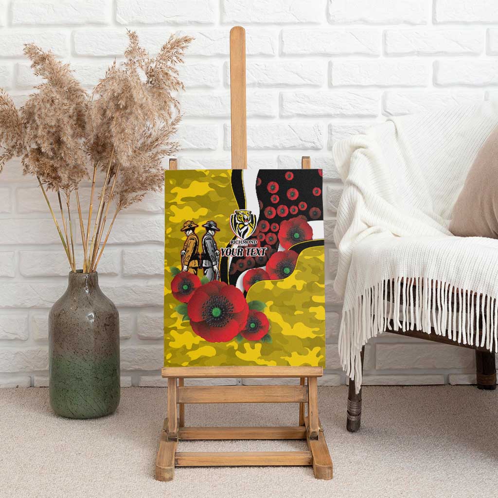 Richmond Tigers ANZAC Personalised Canvas Wall Art Lest We Forget Poppy Camo
