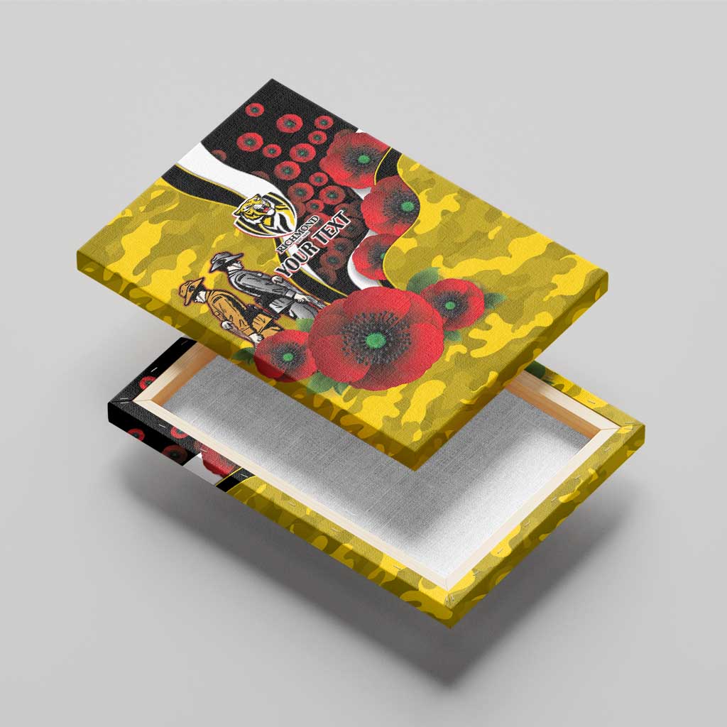 Richmond Tigers ANZAC Personalised Canvas Wall Art Lest We Forget Poppy Camo