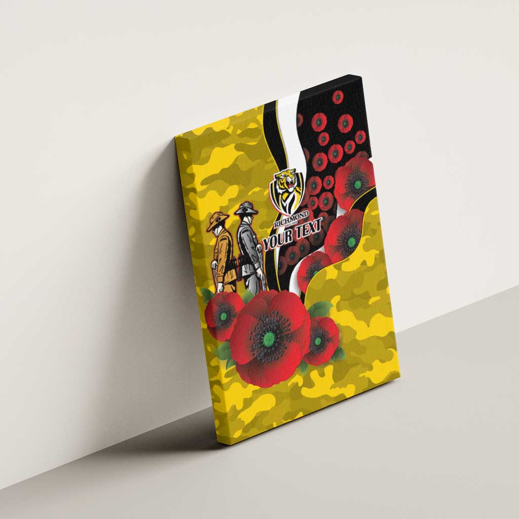Richmond Tigers ANZAC Personalised Canvas Wall Art Lest We Forget Poppy Camo