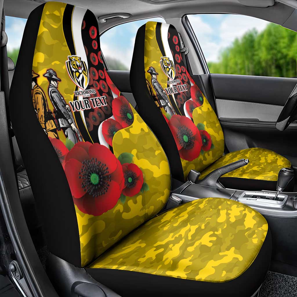 Richmond Tigers ANZAC Personalised Car Seat Cover Lest We Forget Poppy Camo