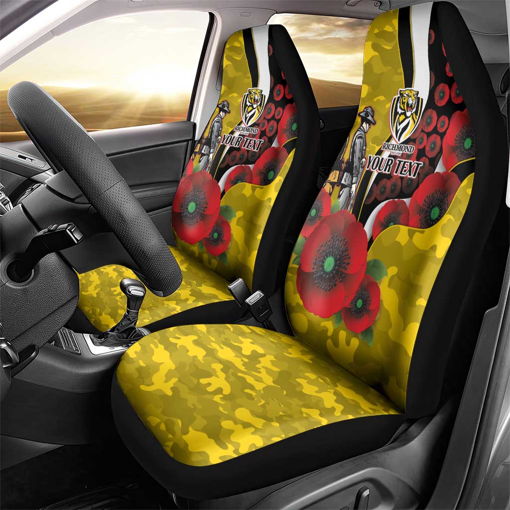 Richmond Tigers ANZAC Personalised Car Seat Cover Lest We Forget Poppy Camo