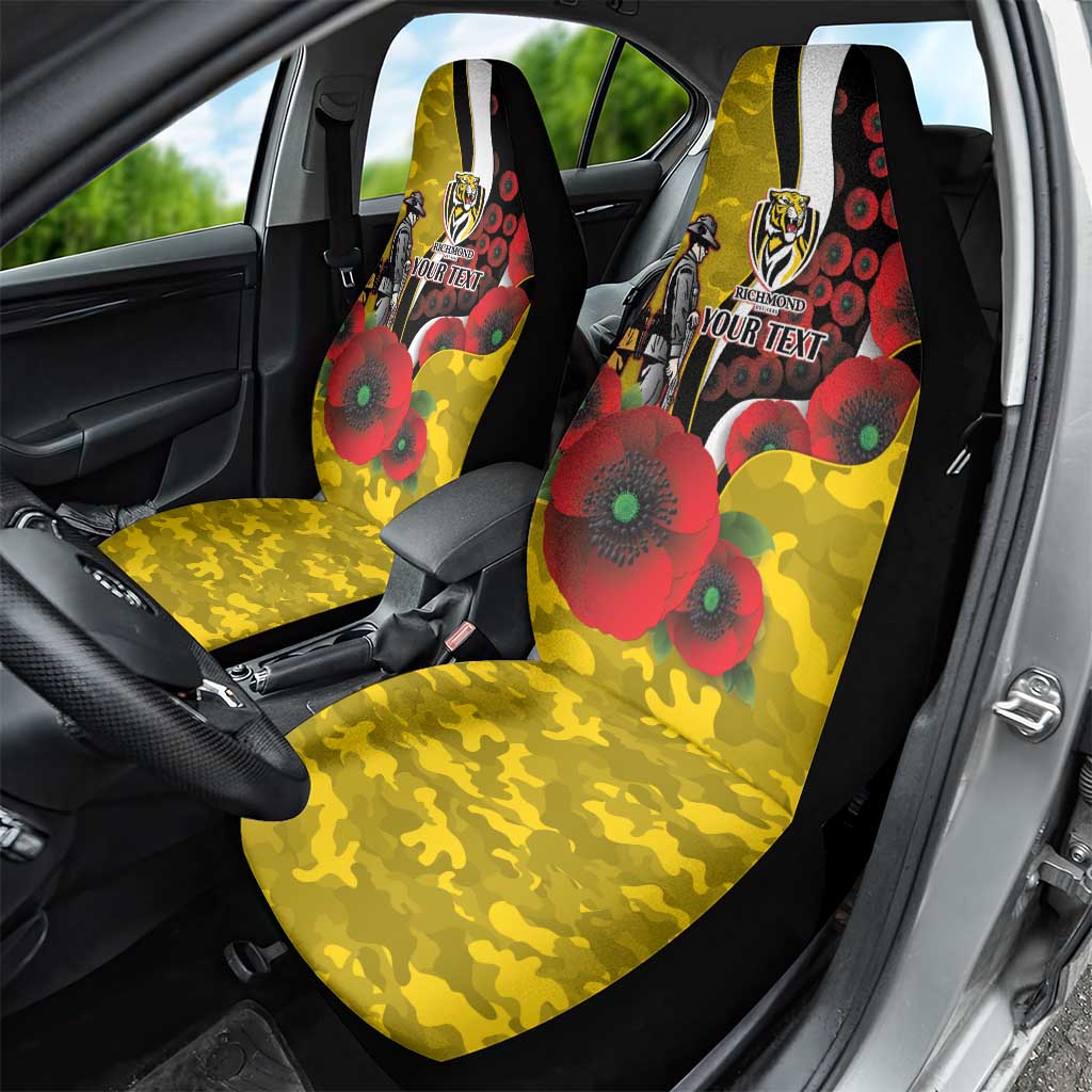 Richmond Tigers ANZAC Personalised Car Seat Cover Lest We Forget Poppy Camo
