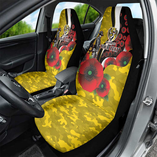 Richmond Tigers ANZAC Personalised Car Seat Cover Lest We Forget Poppy Camo