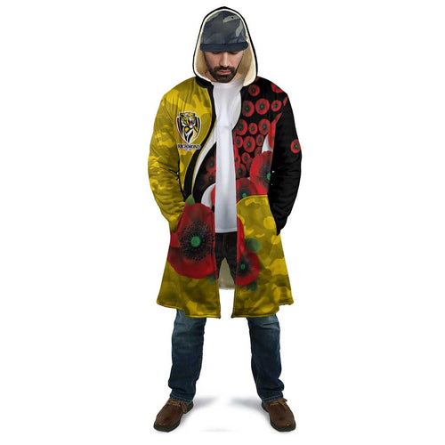 Richmond Tigers ANZAC Personalised Cloak Lest We Forget Poppy Camo