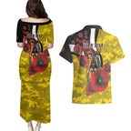 Richmond Tigers ANZAC Personalised Couples Matching Puletasi and Hawaiian Shirt Lest We Forget Poppy Camo