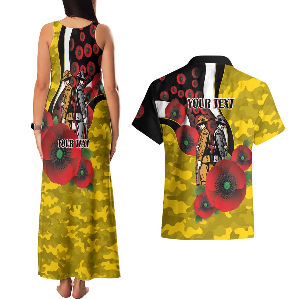 Richmond Tigers ANZAC Personalised Couples Matching Tank Maxi Dress and Hawaiian Shirt Lest We Forget Poppy Camo