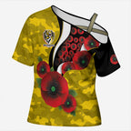 Richmond Tigers ANZAC Personalised Cross Shoulder Shirt Lest We Forget Poppy Camo