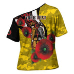 Richmond Tigers ANZAC Personalised Cross Shoulder Shirt Lest We Forget Poppy Camo