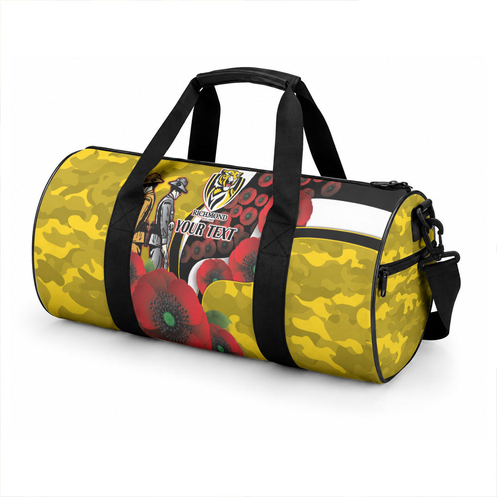 Richmond Tigers ANZAC Personalised Duffle Bag Lest We Forget Poppy Camo