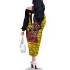 Richmond Tigers ANZAC Personalised Family Matching Off The Shoulder Long Sleeve Dress and Hawaiian Shirt Lest We Forget Poppy Camo