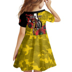 Richmond Tigers ANZAC Personalised Family Matching Off Shoulder Maxi Dress and Hawaiian Shirt Lest We Forget Poppy Camo