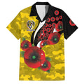 Richmond Tigers ANZAC Personalised Family Matching Off Shoulder Maxi Dress and Hawaiian Shirt Lest We Forget Poppy Camo