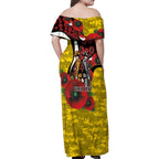 Richmond Tigers ANZAC Personalised Family Matching Off Shoulder Maxi Dress and Hawaiian Shirt Lest We Forget Poppy Camo