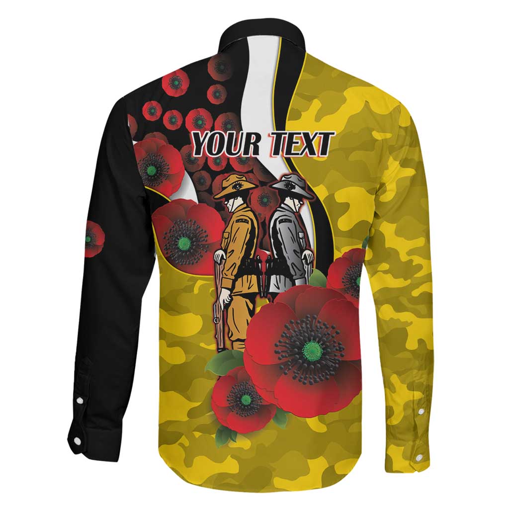 Richmond Tigers ANZAC Personalised Family Matching Off Shoulder Short Dress and Hawaiian Shirt Lest We Forget Poppy Camo