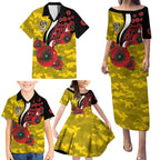 Richmond Tigers ANZAC Personalised Family Matching Puletasi and Hawaiian Shirt Lest We Forget Poppy Camo
