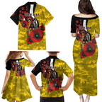 Richmond Tigers ANZAC Personalised Family Matching Puletasi and Hawaiian Shirt Lest We Forget Poppy Camo