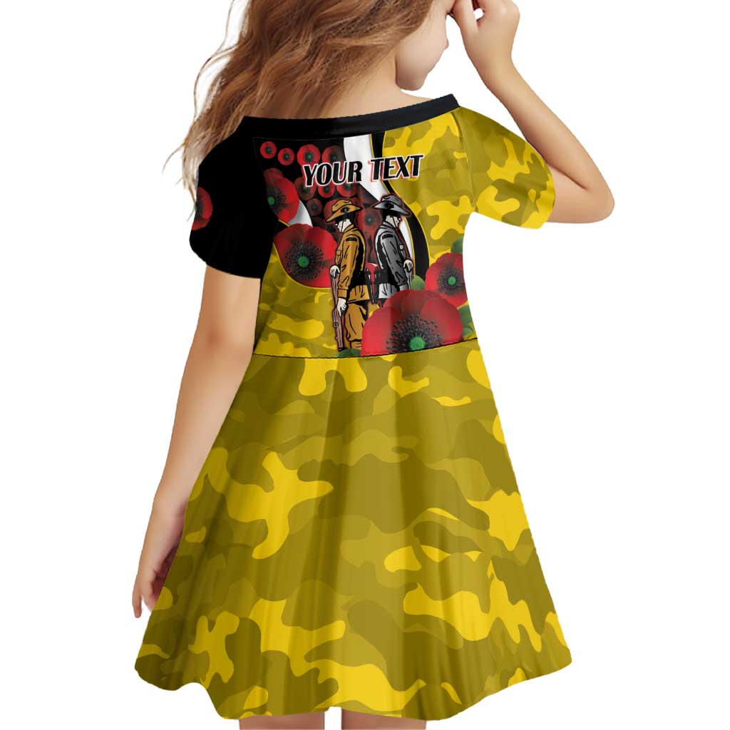 Richmond Tigers ANZAC Personalised Family Matching Short Sleeve Bodycon Dress and Hawaiian Shirt Lest We Forget Poppy Camo