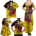 Richmond Tigers ANZAC Personalised Family Matching Summer Maxi Dress and Hawaiian Shirt Lest We Forget Poppy Camo