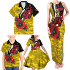Richmond Tigers ANZAC Personalised Family Matching Tank Maxi Dress and Hawaiian Shirt Lest We Forget Poppy Camo