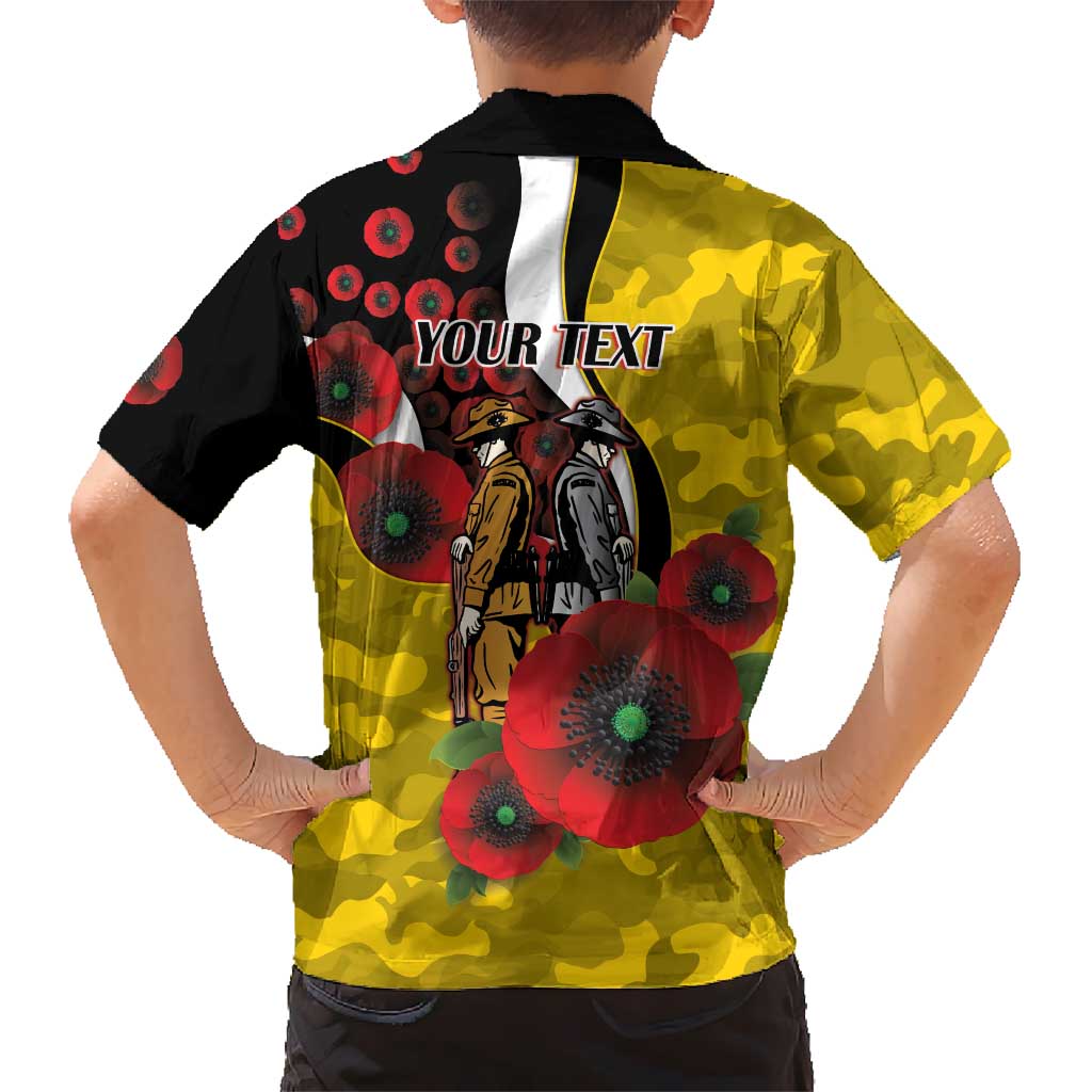 Richmond Tigers ANZAC Personalised Family Matching Tank Maxi Dress and Hawaiian Shirt Lest We Forget Poppy Camo