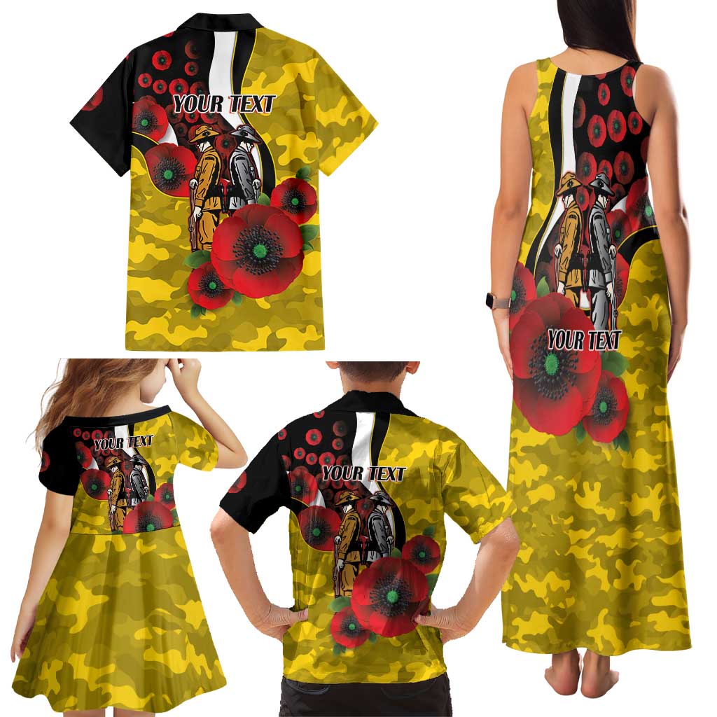 Richmond Tigers ANZAC Personalised Family Matching Tank Maxi Dress and Hawaiian Shirt Lest We Forget Poppy Camo