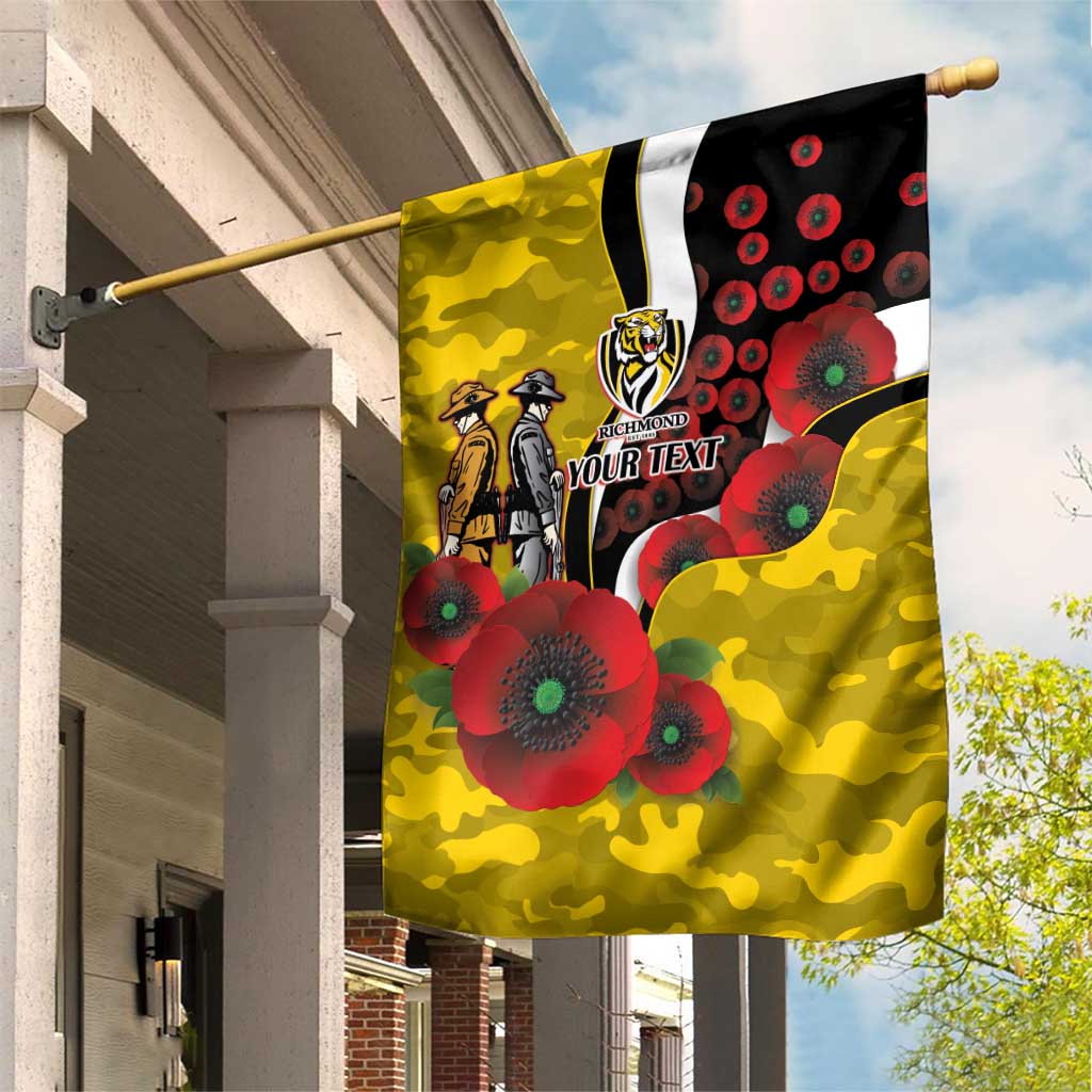 Richmond Tigers ANZAC Personalised Garden Flag Lest We Forget Poppy Camo