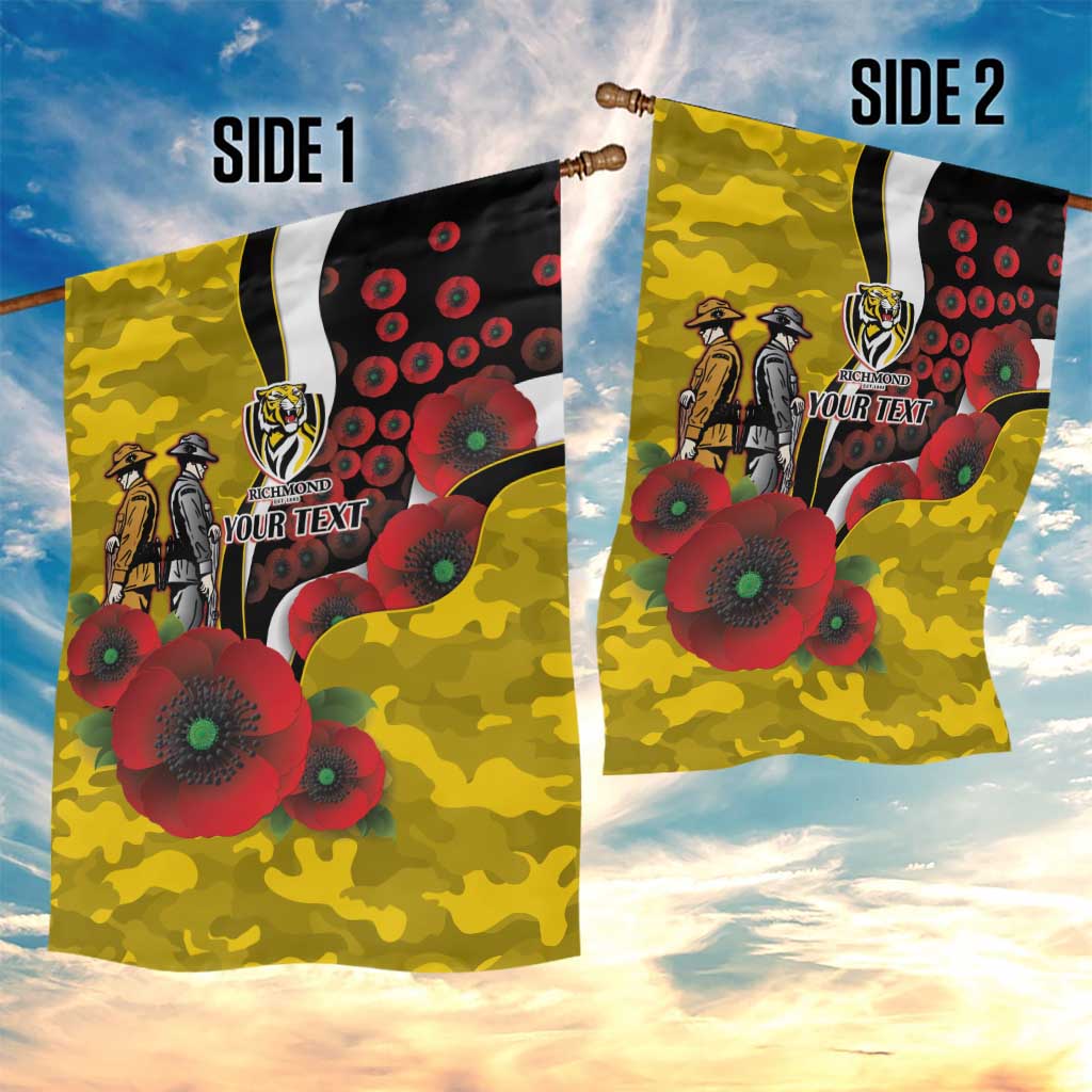 Richmond Tigers ANZAC Personalised Garden Flag Lest We Forget Poppy Camo