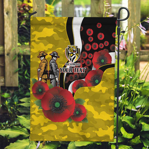 Richmond Tigers ANZAC Personalised Garden Flag Lest We Forget Poppy Camo