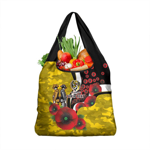 Richmond Tigers ANZAC Personalised Grocery Bag Lest We Forget Poppy Camo